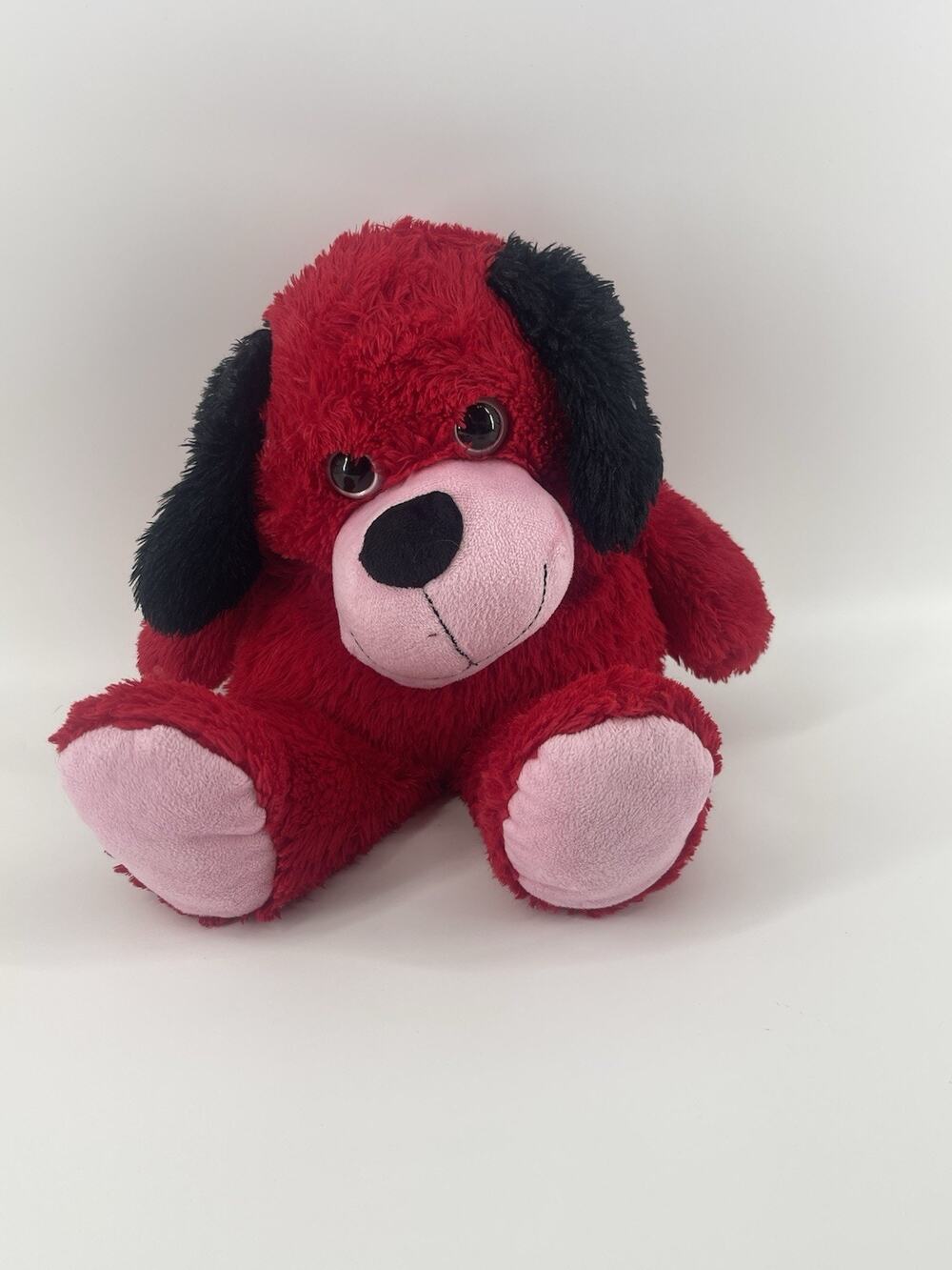 Kelly Toy Red Dog Plush Stuff Animal With Black Ears And Pink Muzzle 12”